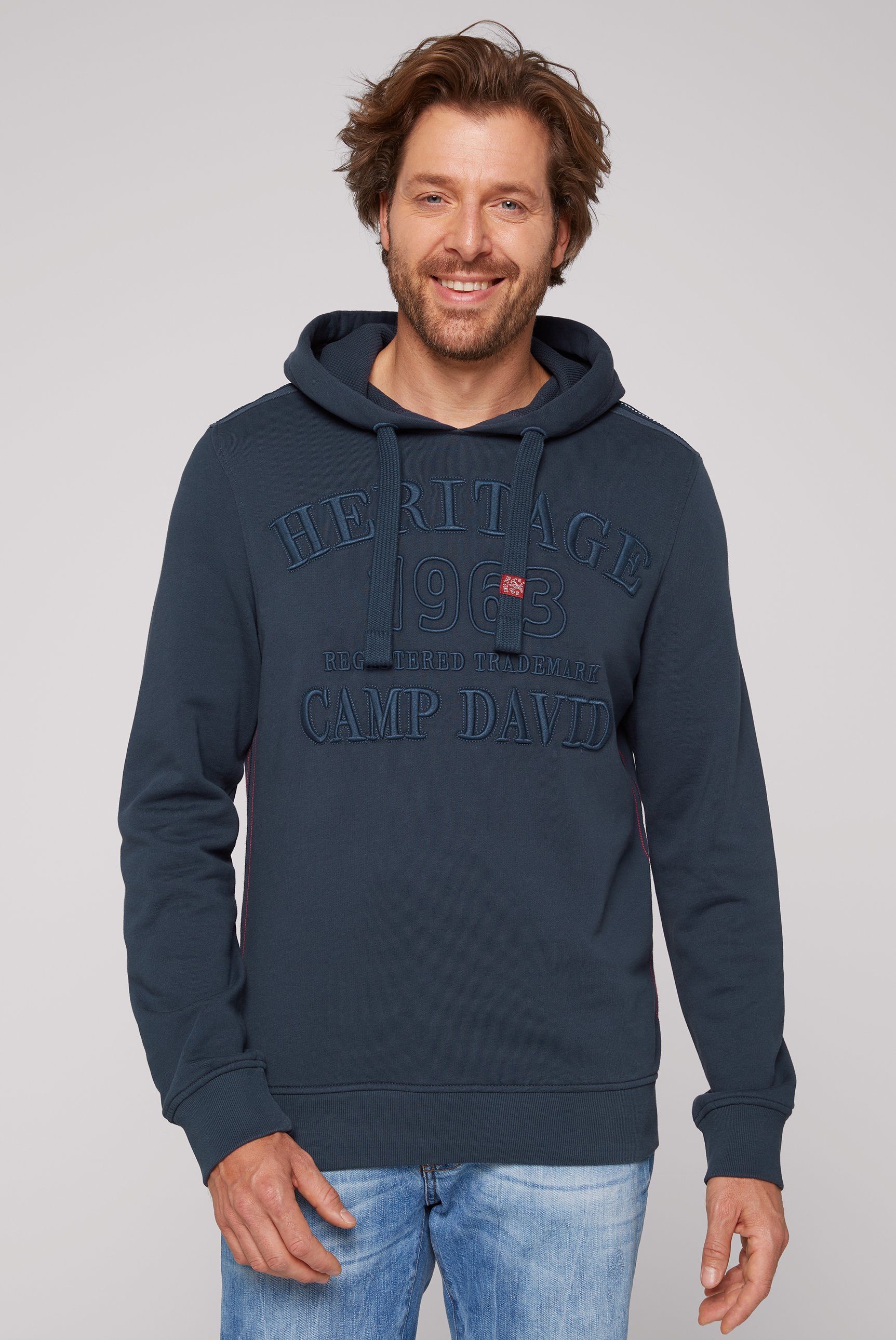 CAMP DAVID Kapuzensweatshirt mit Logostickereien dark teal