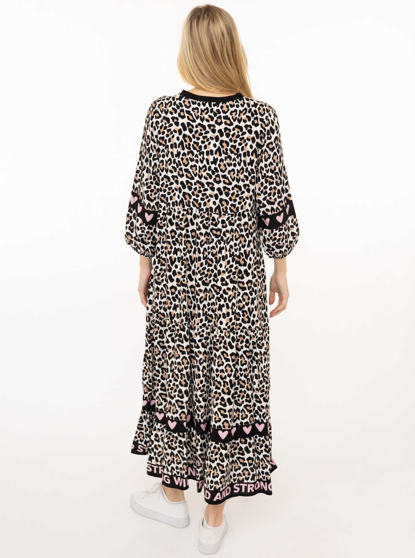 Zwillingsherz Maxikleid "Classic Leo" Leomuster, Knopfleiste und 3/4 Arm