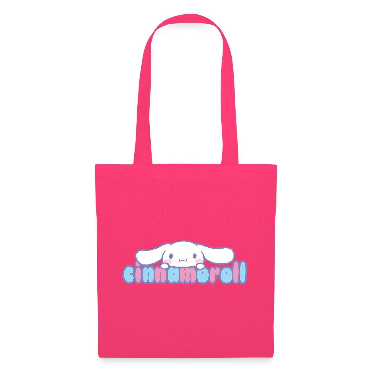 Spreadshirt Henkeltasche Cinnamoroll Guckt Über Schriftzug Einkaufstasche (1-tlg)