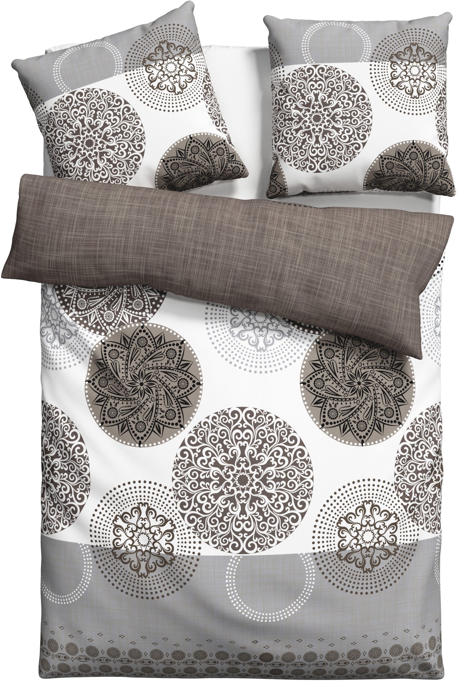 OTTO home Bettwäsche Tesso in Gr. 135x200, 155x220 oder 200x200 cm, Biber, 2 teilig, Bettwäsche mit Ornamenten und in verschiedenen Qualitäten