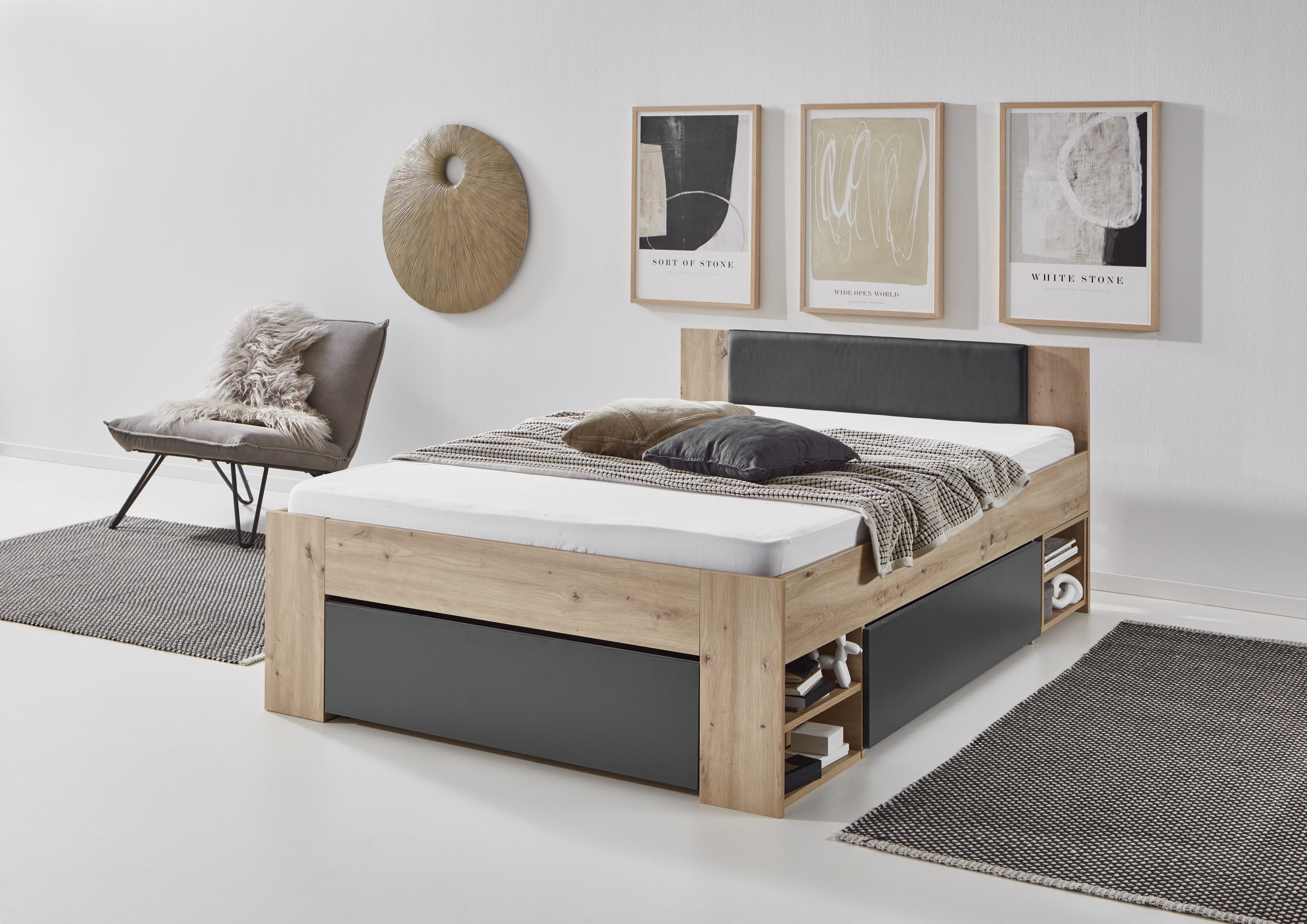 Relita Stauraumbett "Stefan mit großen Schubladen u. Nako auf Rollen" mit k günstig online kaufen