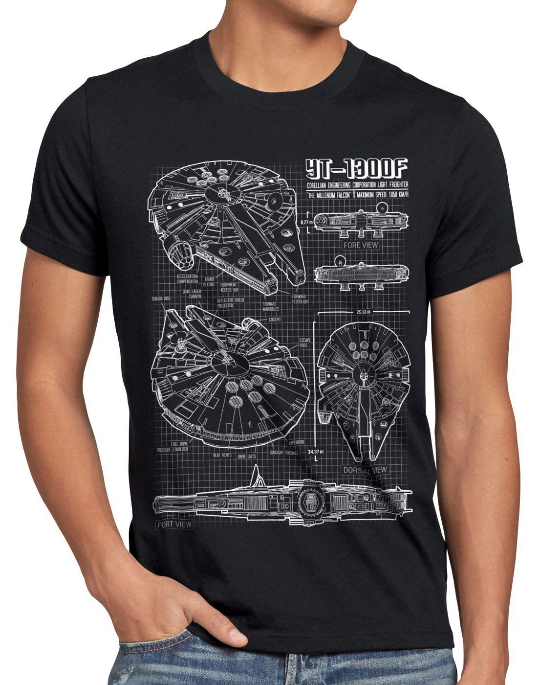 style3 T-Shirt Millennium Falcon star krieg wars imperium der sterne vader