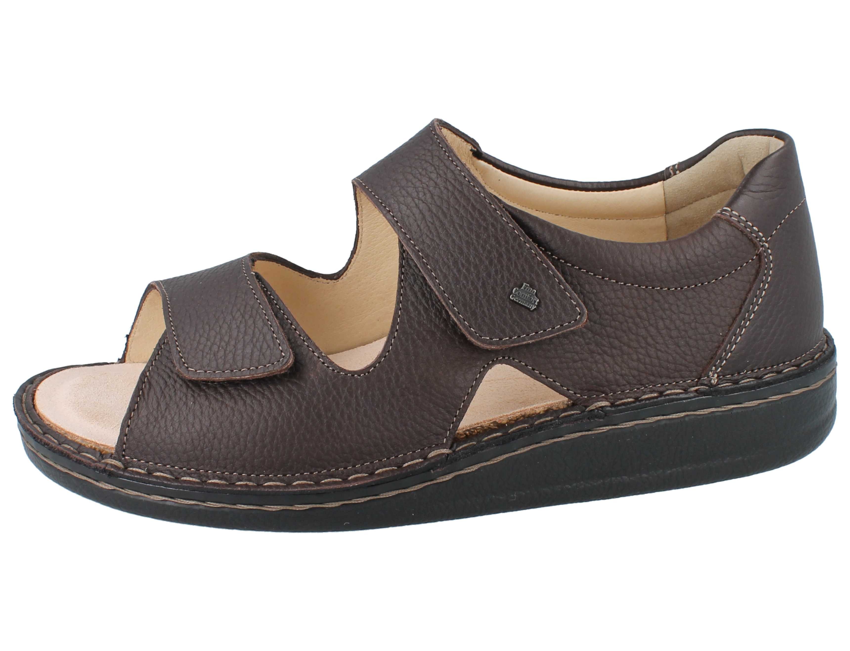 Finn Comfort FINN COMFORT Argos Soft Herren Sandale dunkelbraun genarbtes Sandale Wechselfußbett