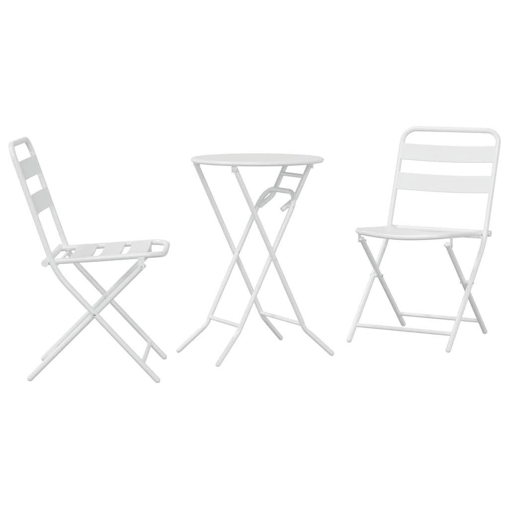 vidaXL Gartenlounge-Set Garten Bistro Set 3 pcs Weiß Stahl, (3-tlg)
