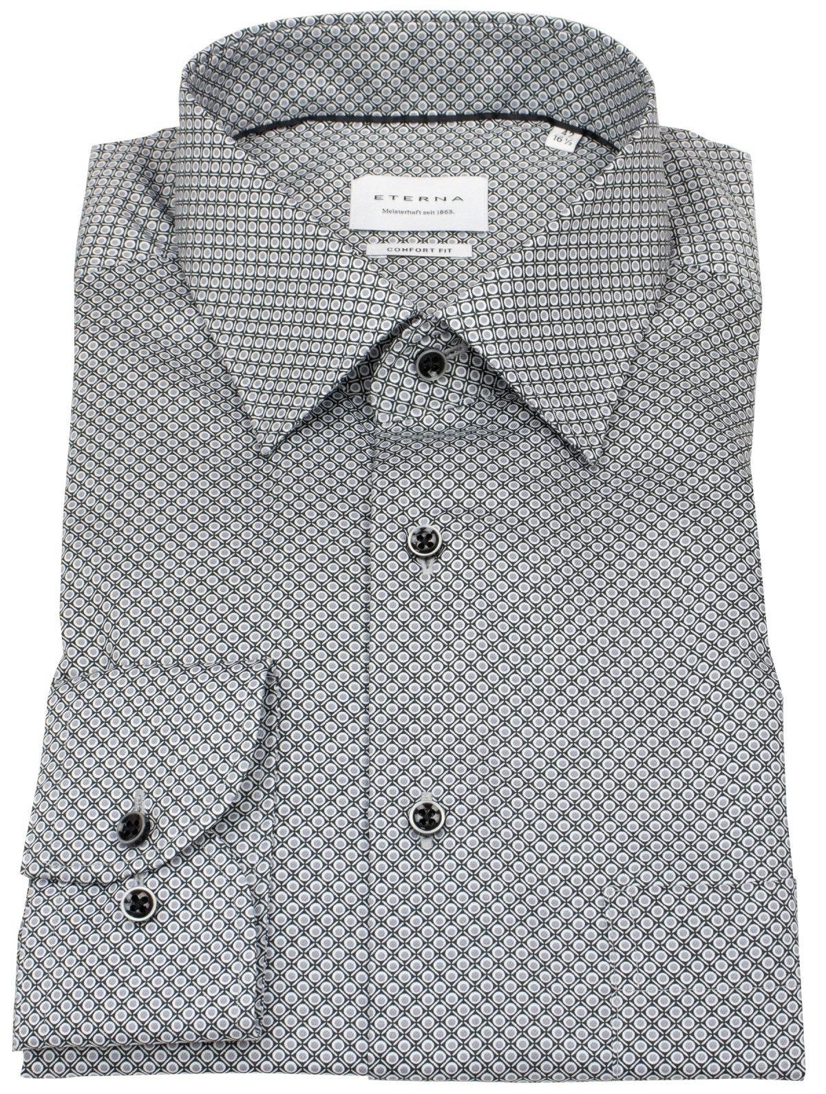 Eterna Langarmhemd Comfort Fit bügelfrei Kentkragen Kontrastknöpfe günstig online kaufen