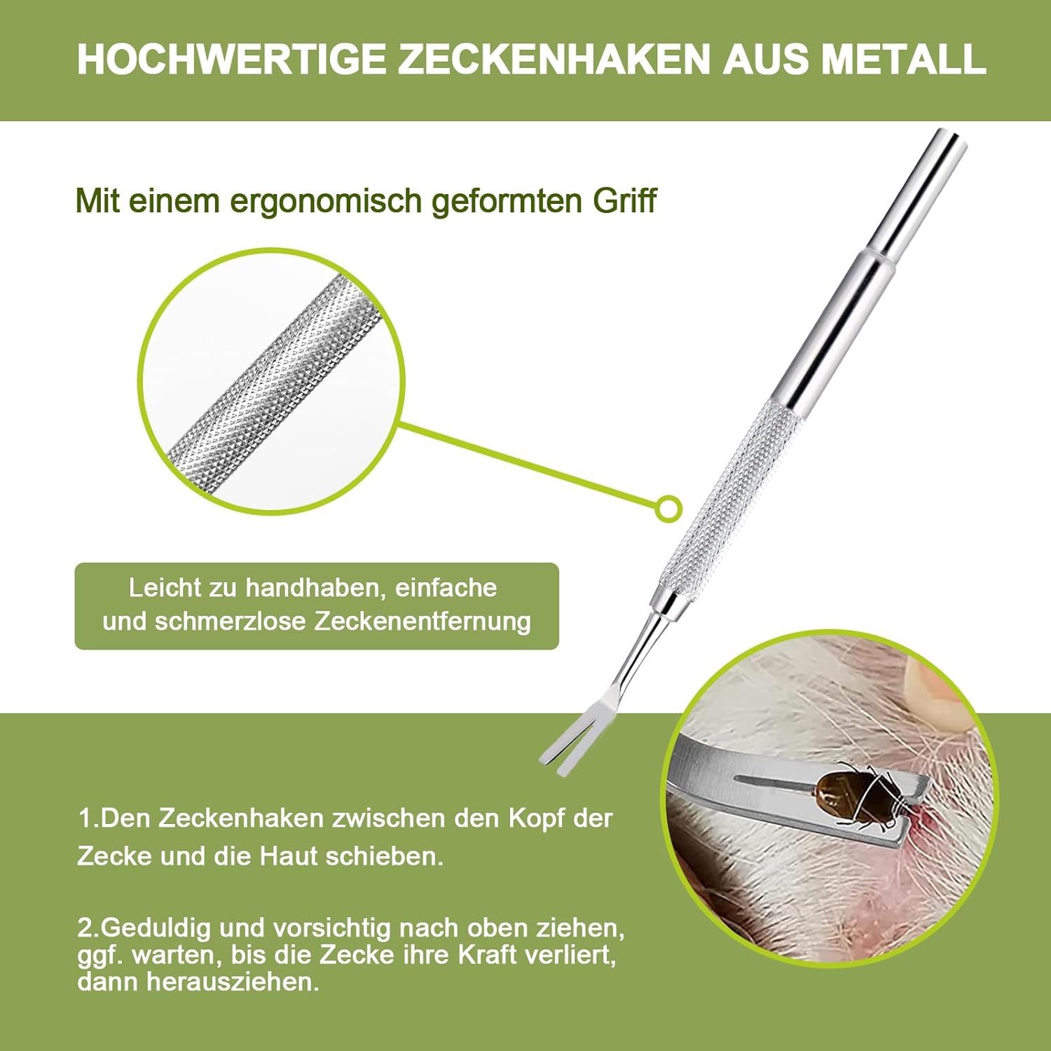 FELIXLEO Zeckenpinzette Zeckenzange für Hunde Katze Mensch 4er Set Zeckenzangen, 1-tlg.