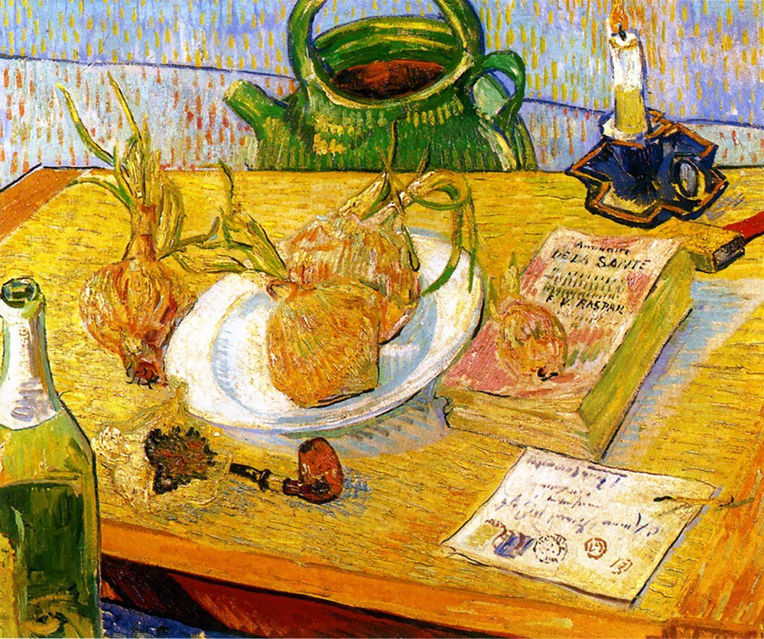 BillerAntik Kunstdruck Stillleben mit Zeichenbrett Pfeife Zwiebeln Siegellack van Gogh A3 063, (1 St)