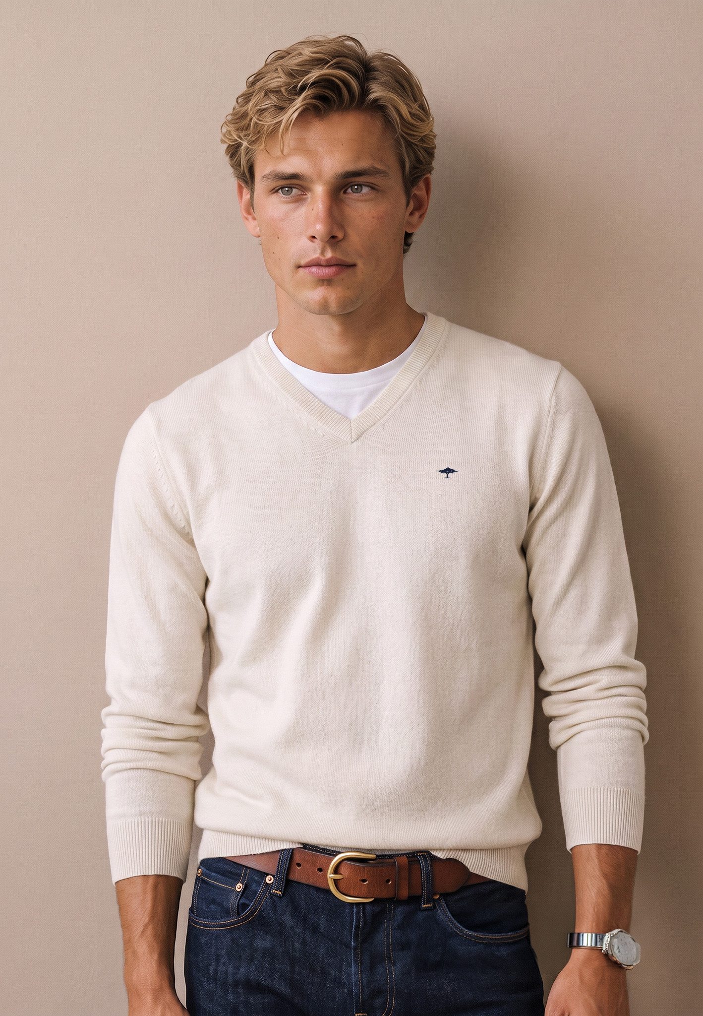 FYNCH-HATTON Strickpullover mit V-Ausschnitt