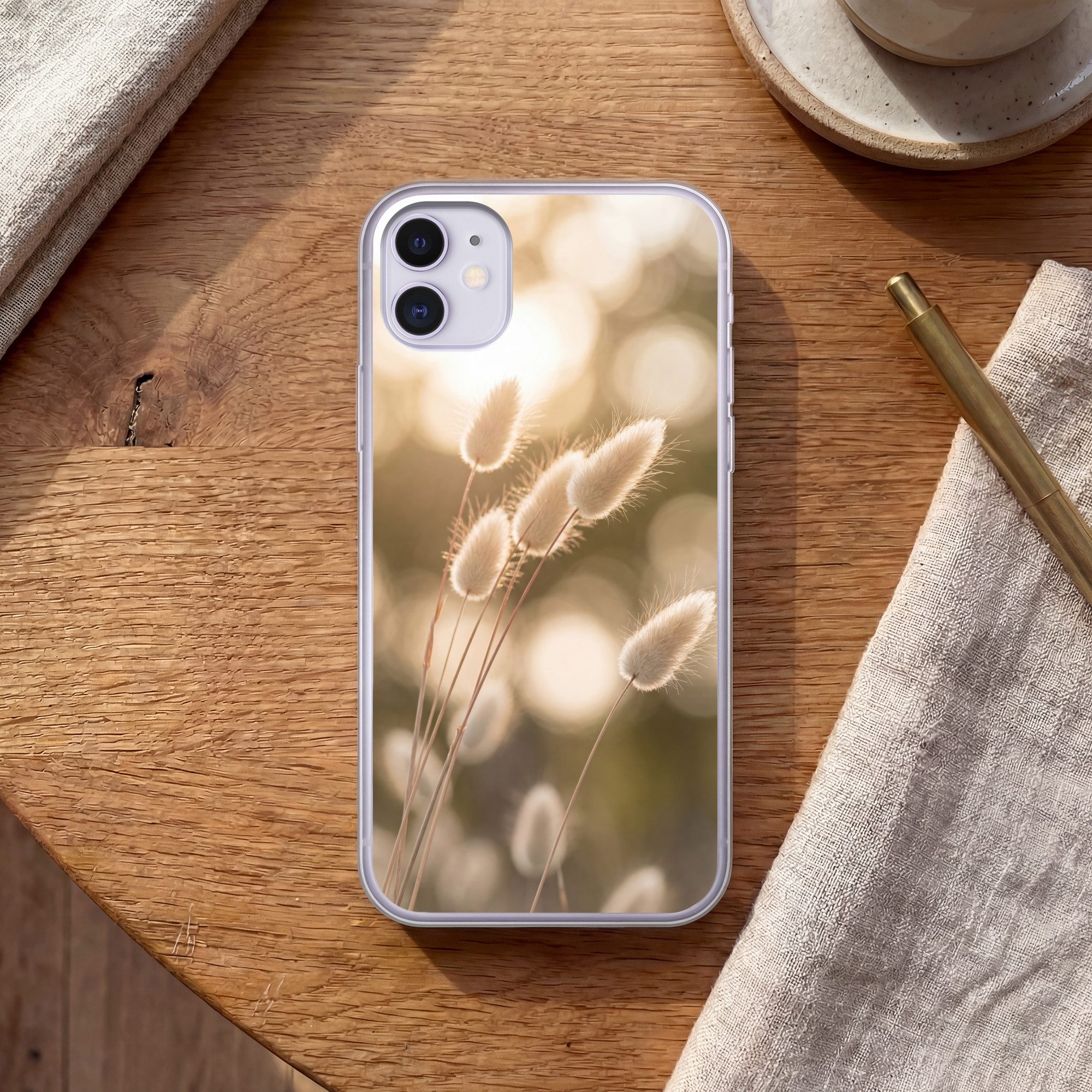 MuchoWow Handyhülle für Apple iPhone 11 Haselschwanzgras - Weiß - Sonnenlicht, Smartphone-Bumper, Print, Handy Schutzhülle Dünn