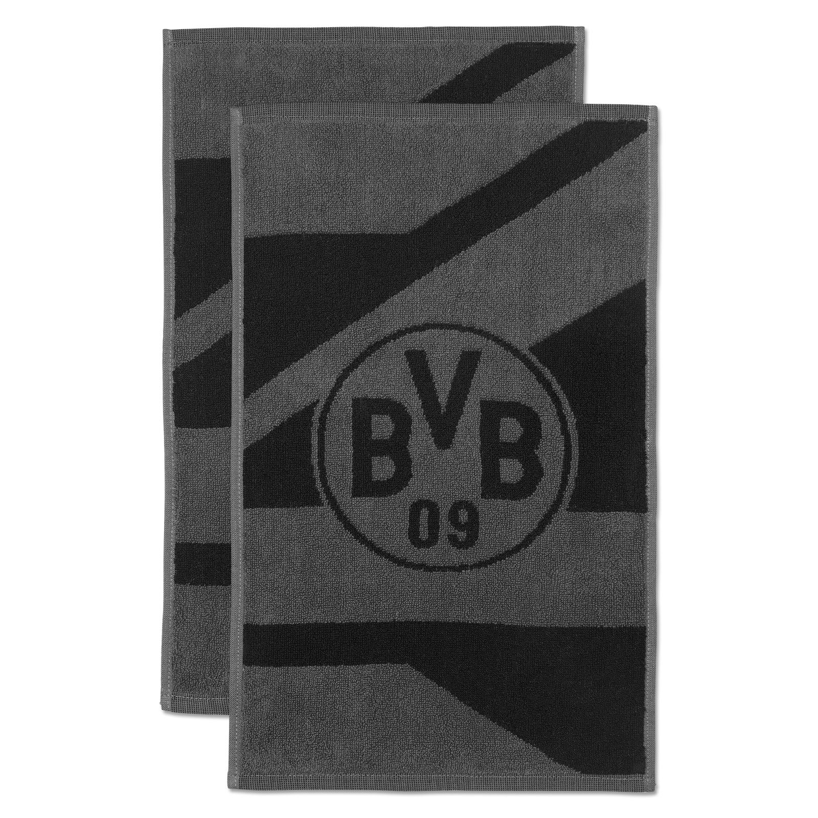 BVB Gästehandtücher BVB Gästetuch grau/schwarz 2er Set, 100% Biobaumwolle ( günstig online kaufen