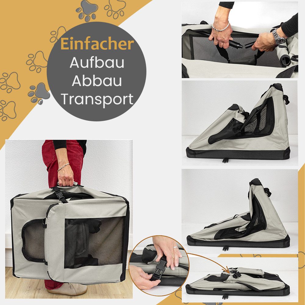 Petigi Tiertransporttasche Transportbox Faltbar Box Hund Transporttasche Katze Cream S-XXXXL