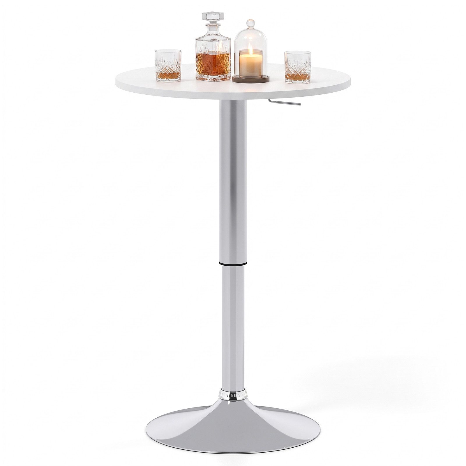 COSTWAY Bartisch Küche Stehtisch rund höhenverstellbar 67,5-91,5 cm (1-St), kleiner Bistrotisch weiß
