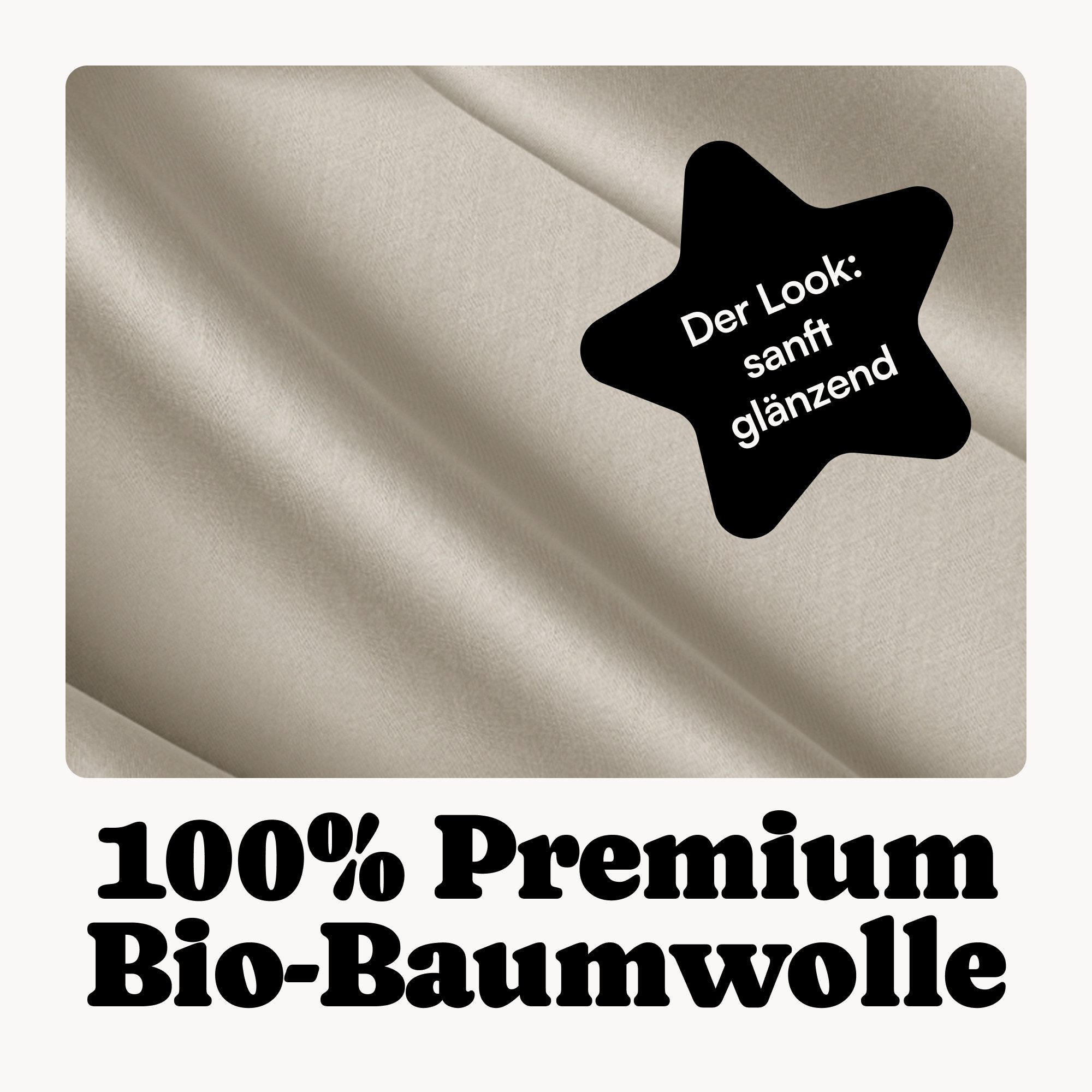 Seralino Spannbettlaken Mako Satin Spannbetttuch (100% Bio Baumwolle), 100% Bio-Baumwolle, Gummizug: rundum, Etiketten zeigen Seiten – schnelles, unkompliziertes Beziehen garantiert., Fairtrade/ GOTS zertifizierte uni Bettlaken, weich