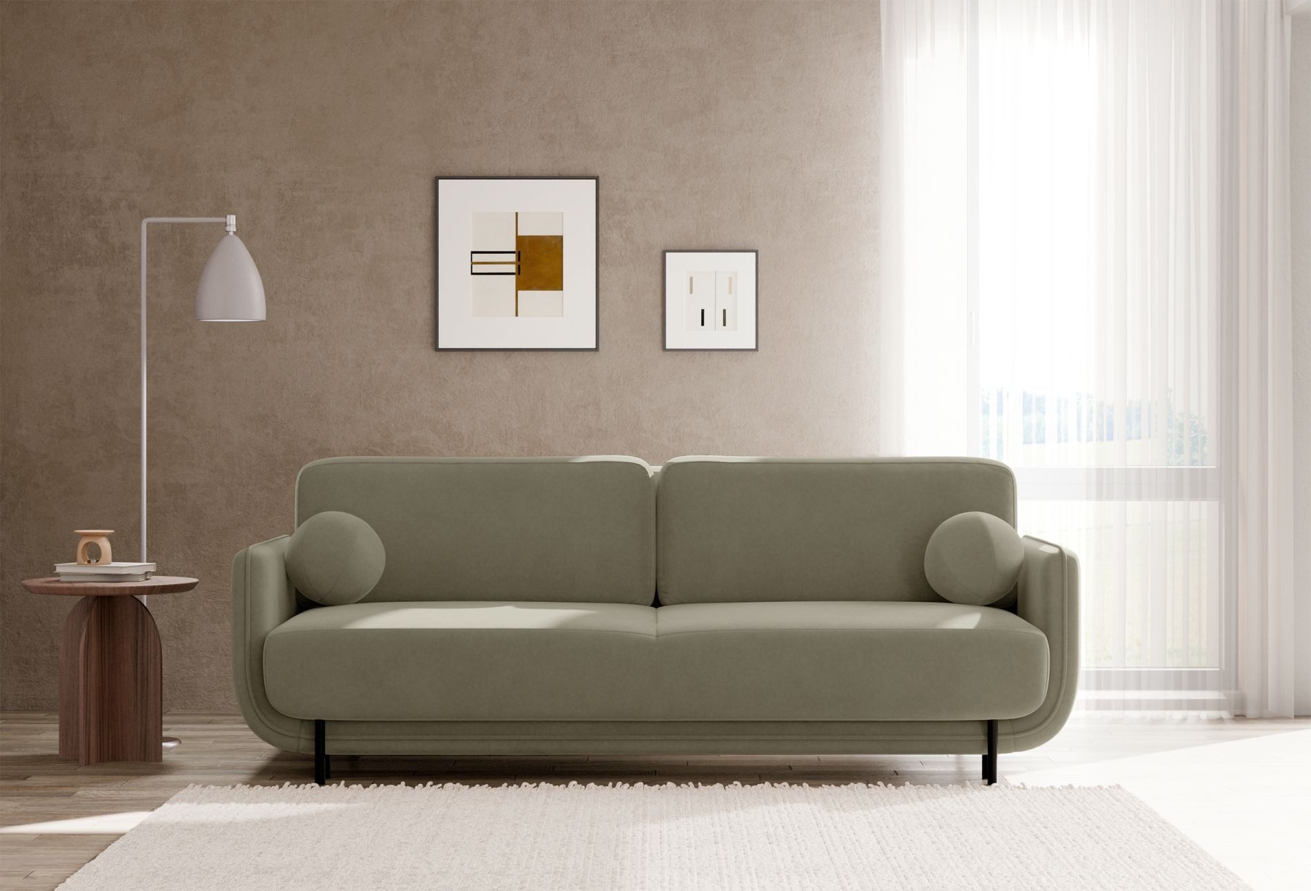 Selsey Schlafsofa, 3-Sitzer mit Schlaffunktion, Bettkasten, Samt