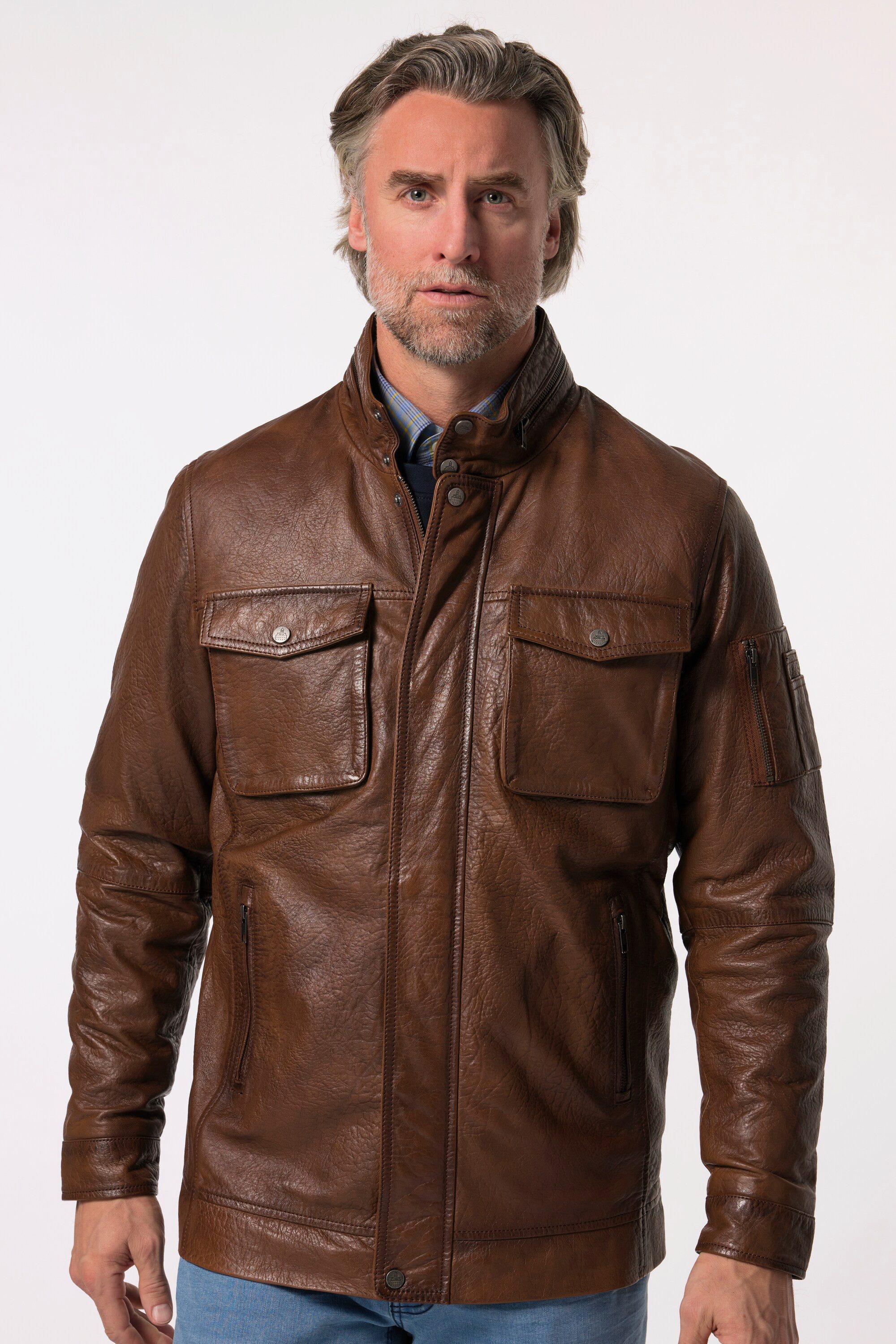 Boston Park Lederjacke Lederjacke Leder Lammnappa Stehkragen Zipper