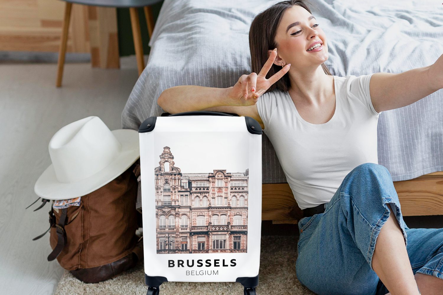 - mit - Architektur, Reisetasche Trolley, 4 für Reisekoffer Handgepäckkoffer Rollen, MuchoWow Brüssel Ferien, rollen, Belgien Handgepäck