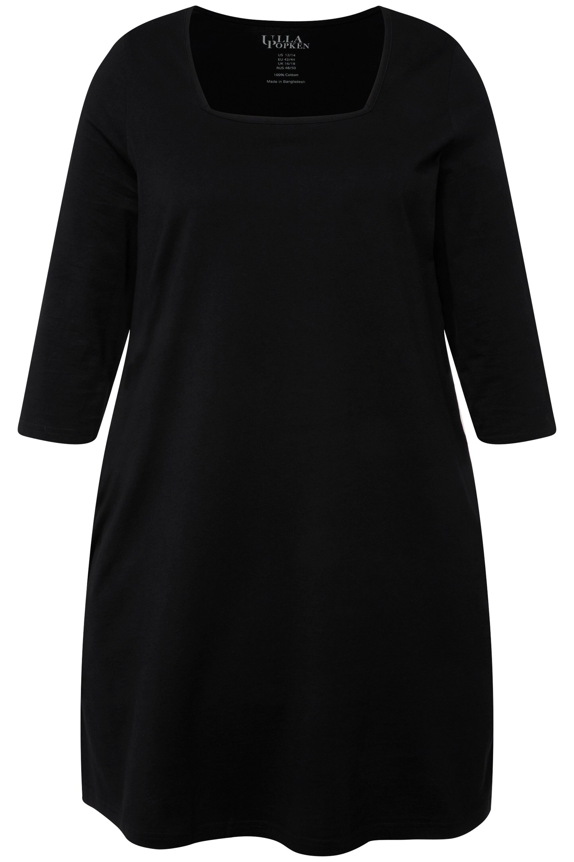Ulla Popken Longshirt Longshirt A-Linie Carré-Ausschnitt 3/4-Arm günstig online kaufen