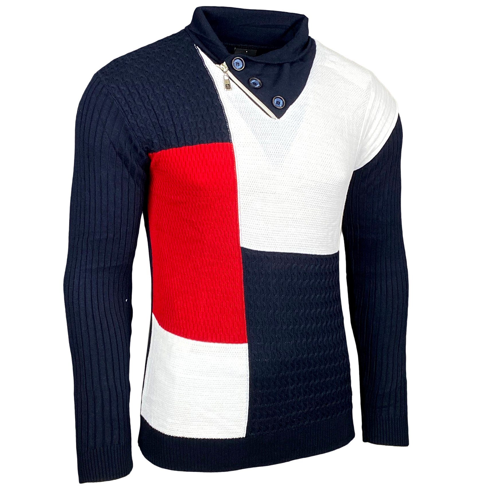 Baxboy Strickpullover Baxboy Herren Feinstrick Pullover Stehkragen Pulli B-52213