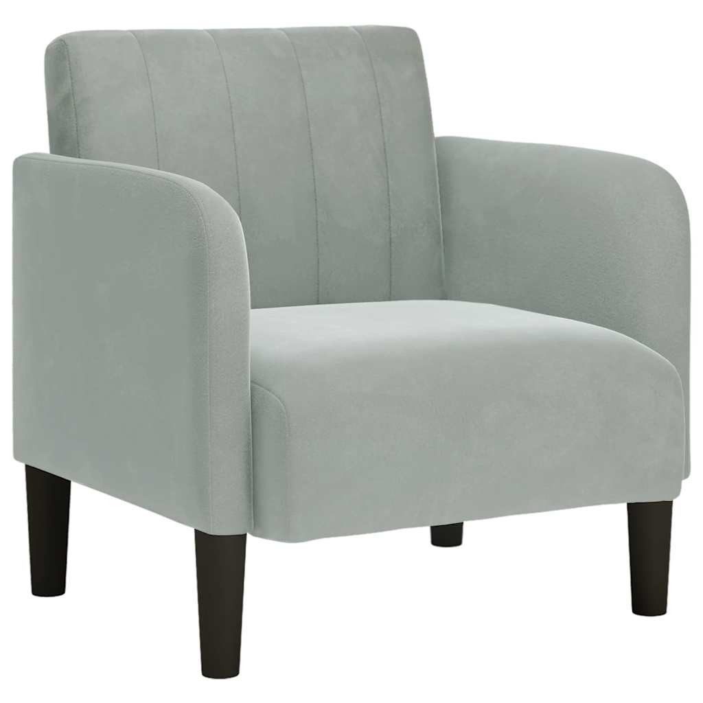 vidaXL Sessel, Sessel mit Armlehnen Hellgrau 54 cm Samt