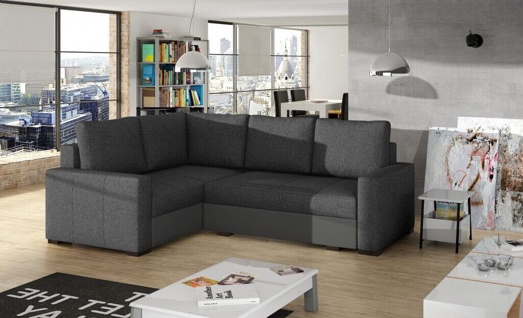 JVmoebel Ecksofa Ecksofa L Form Sofa Couch Polster Ecksofas Wohnlandschaft, Made in Europe Grau