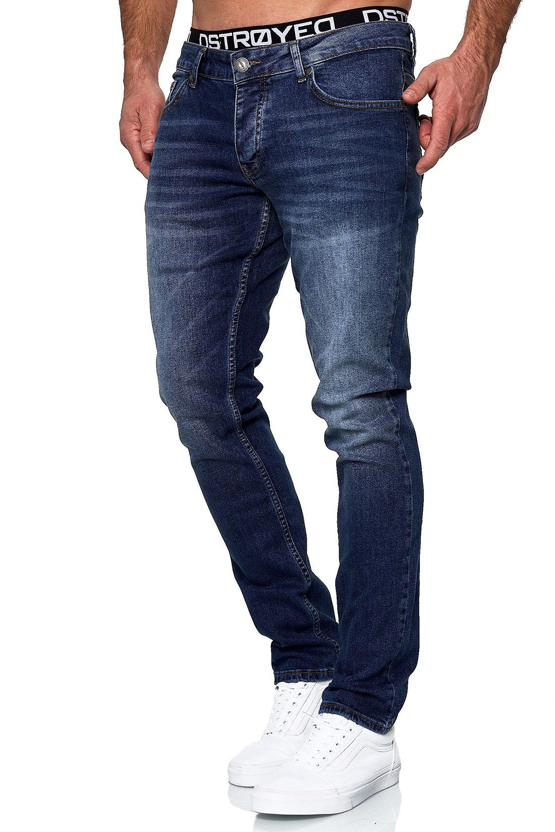 MERISH Slim-fit-Jeans MERISH Jeans Herren Slim Fit Stretch Jeanshose Designer Dunkelblau