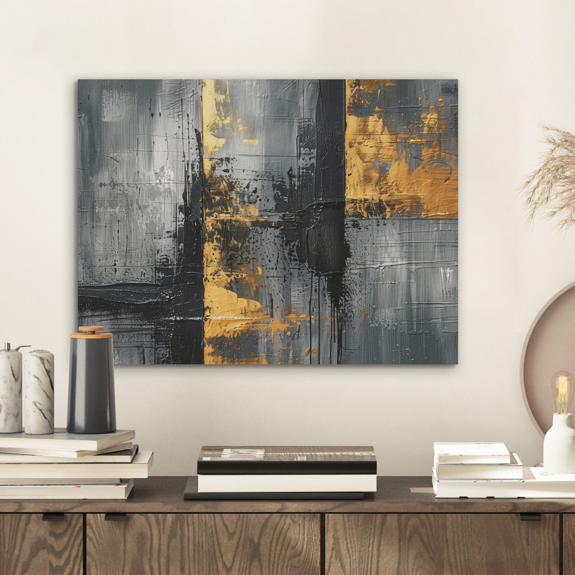 MuchoWow Gemälde Modern - Gold - günstig online kaufen