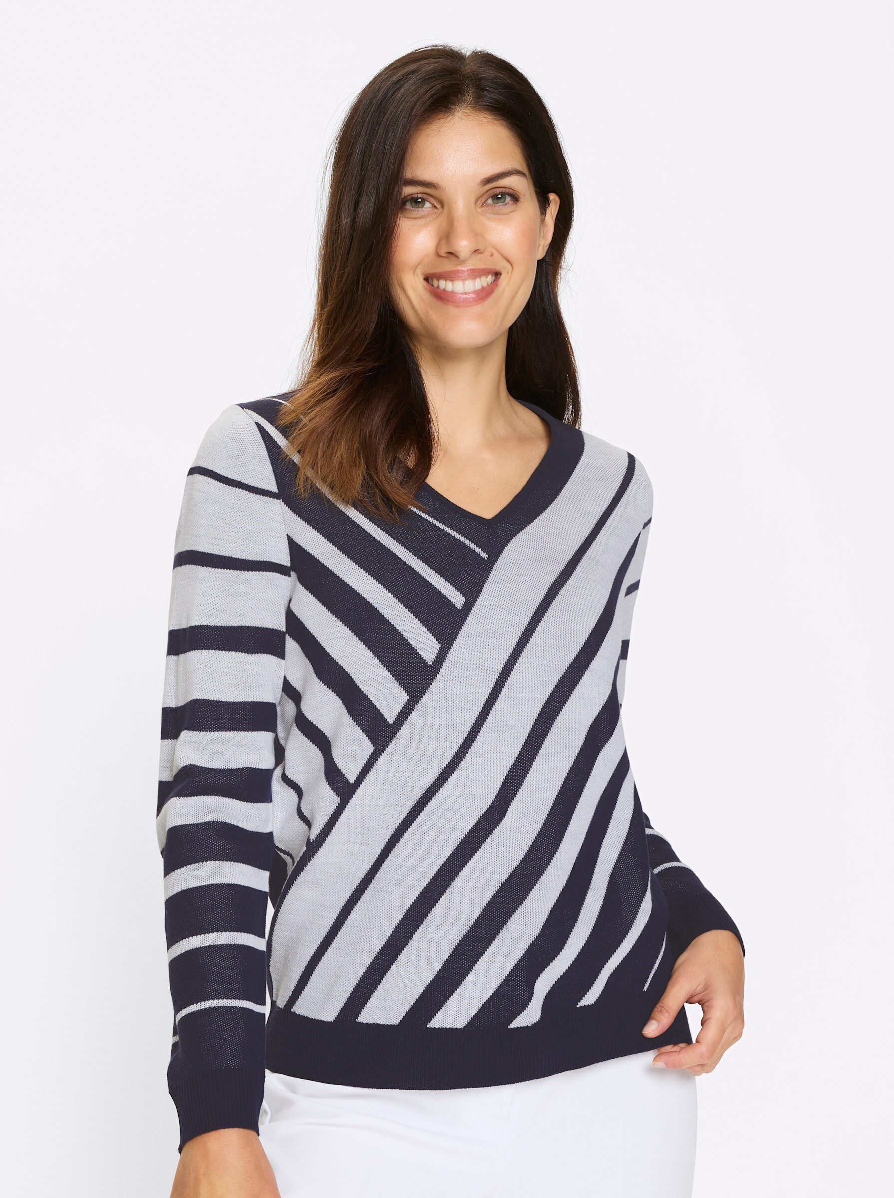 Strickpullover Langarm-Pullover Langarm Jacquard