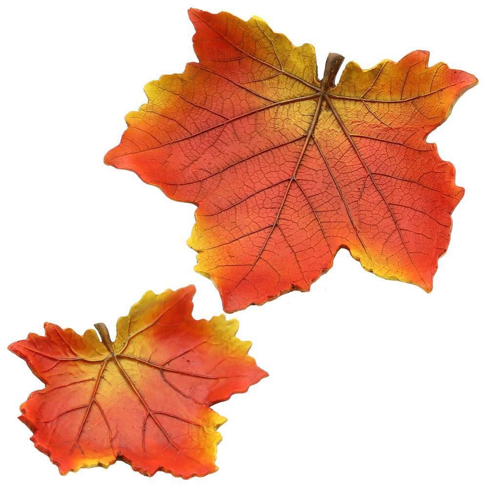 Dekohelden24 Dekoschale Herbstblatt - Herbstschale - Dekoschale in Blattform als 2 Schalen