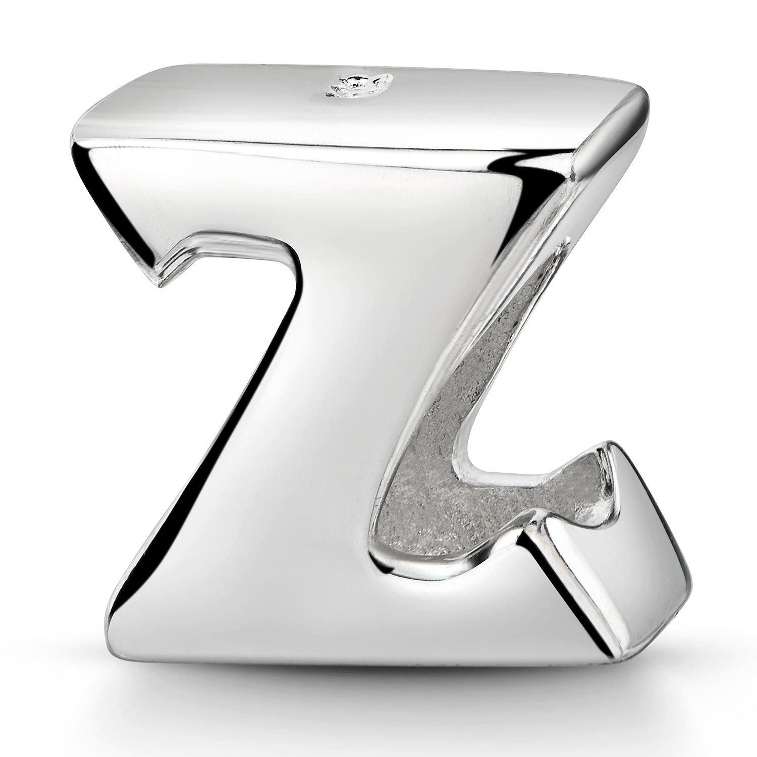 Materia Bead Hochglanz Charm Buchstabe / Alphabet " Z " 1399, 925 Sterling Silber