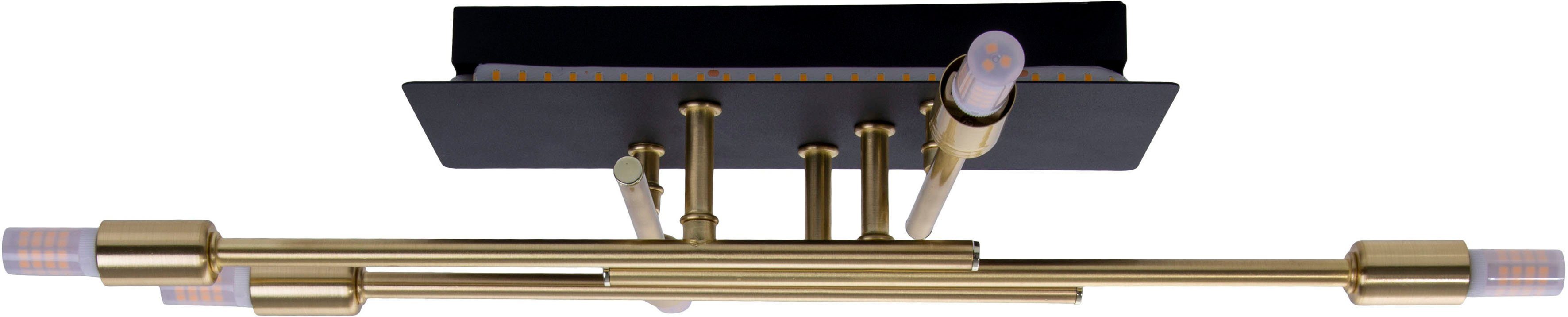 näve LED Deckenleuchte Ancona, LED fest integriert, Warmweiß, schwarz/gold, mit LED Backlight Lichtfarbe warmweiß, exkl. 5x G9