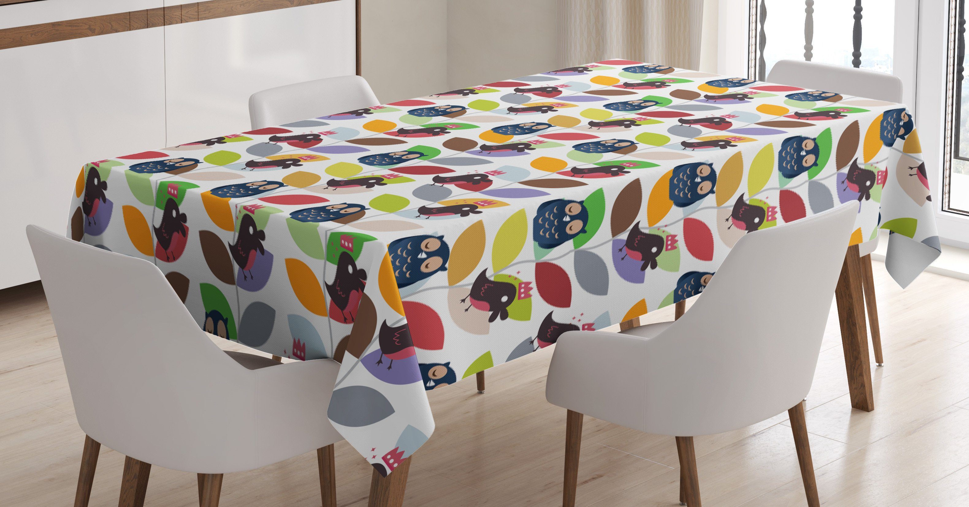 Friends den Klare Außen Farben, Farbfest Vivid Für geeignet Tischdecke Abstrakt Waschbar Bereich forest Vögel Abakuhaus