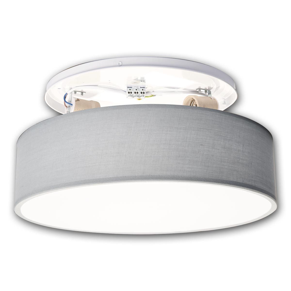 EINLICHT LED Deckenleuchte Deckenleuchte FABRIC Stoff Blaugrau, Ø38cm, 2x E27