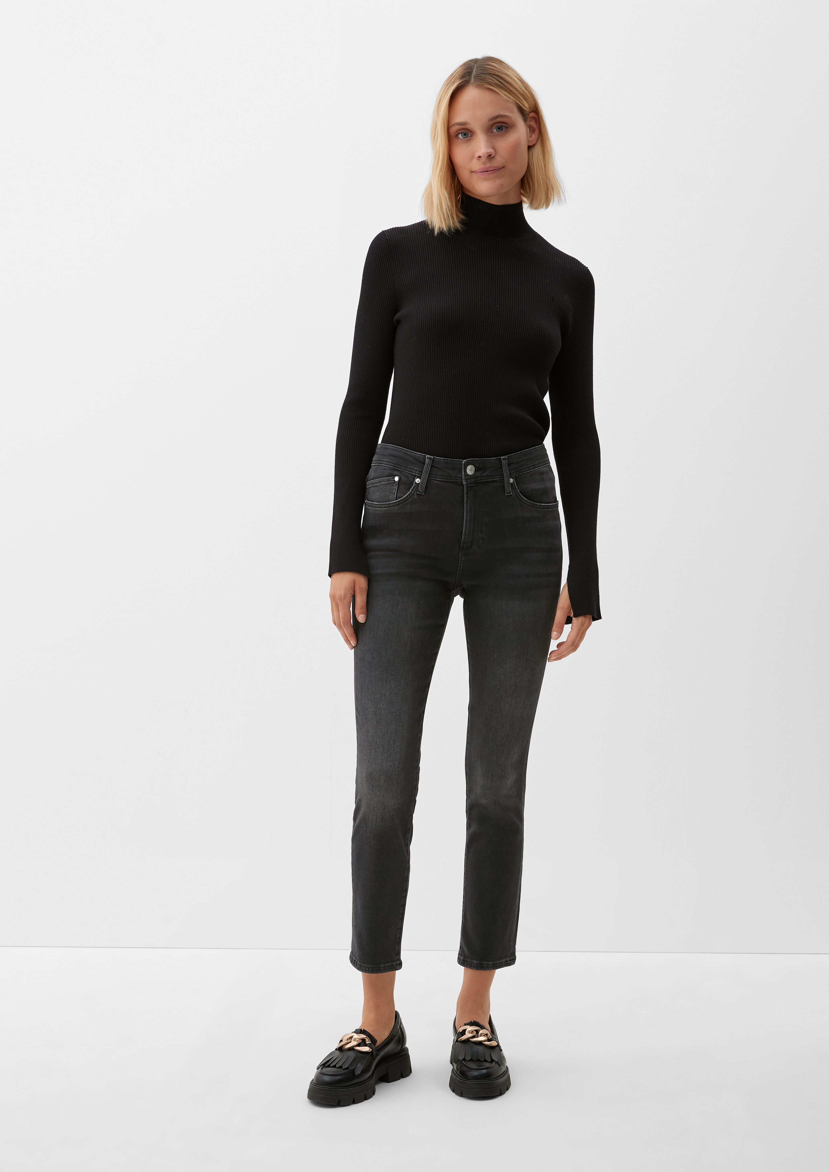 S. Oliver black Damen Hosen Grey/Black