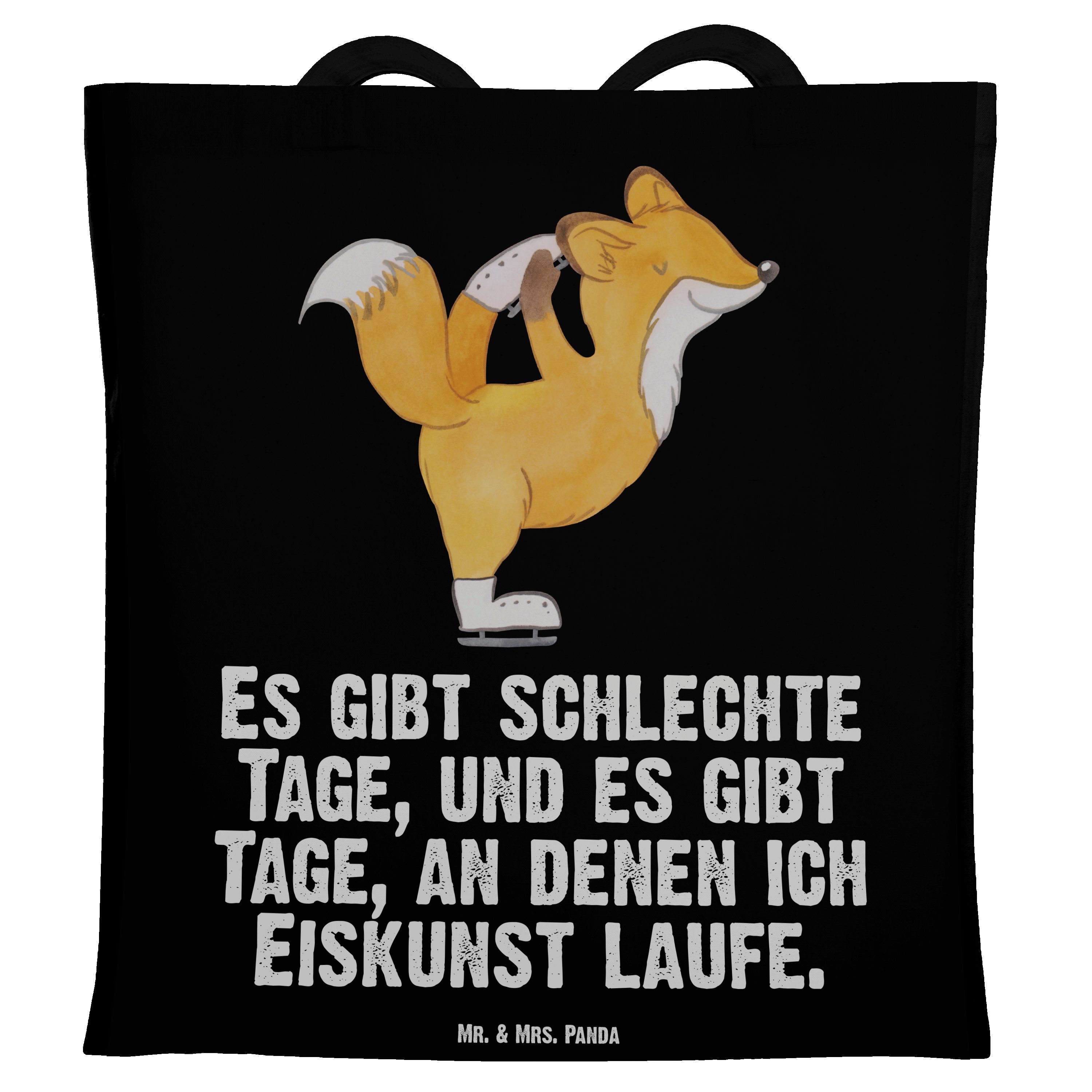 Mr. & Geschenk, Tragetasche Hobby, Eiskunstläufer Fuchs (1-tlg) Tage Mrs. - - Sportart, Schwarz Jute Panda
