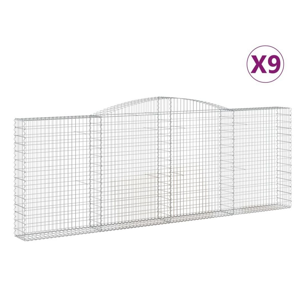 Thumbnail - vidaXL Blumentopf Gabionen mit Hochbogen 9 Stk. 400x30x140/160cm Verzinktes Eisen (9 St)