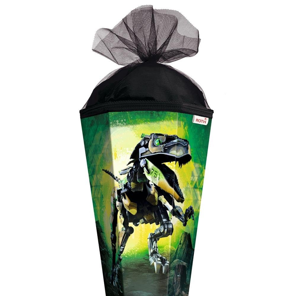 Roth Schultüte Robo-Rex, 85 cm, eckig, mit schwarzem Tüllverschluss, Dinosaurier, Zuckertüte