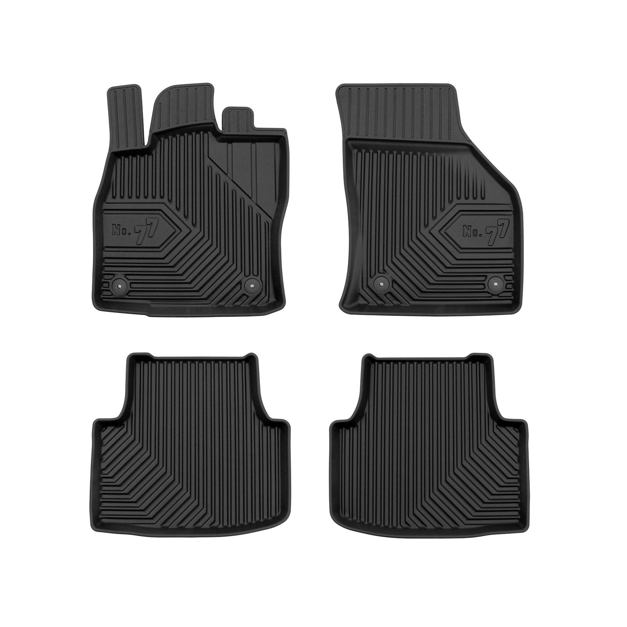Auto-Fußmatten Gummimatten No.77 für Seat Leon IV 2020-2025 TPE Schwarz 4 Teile