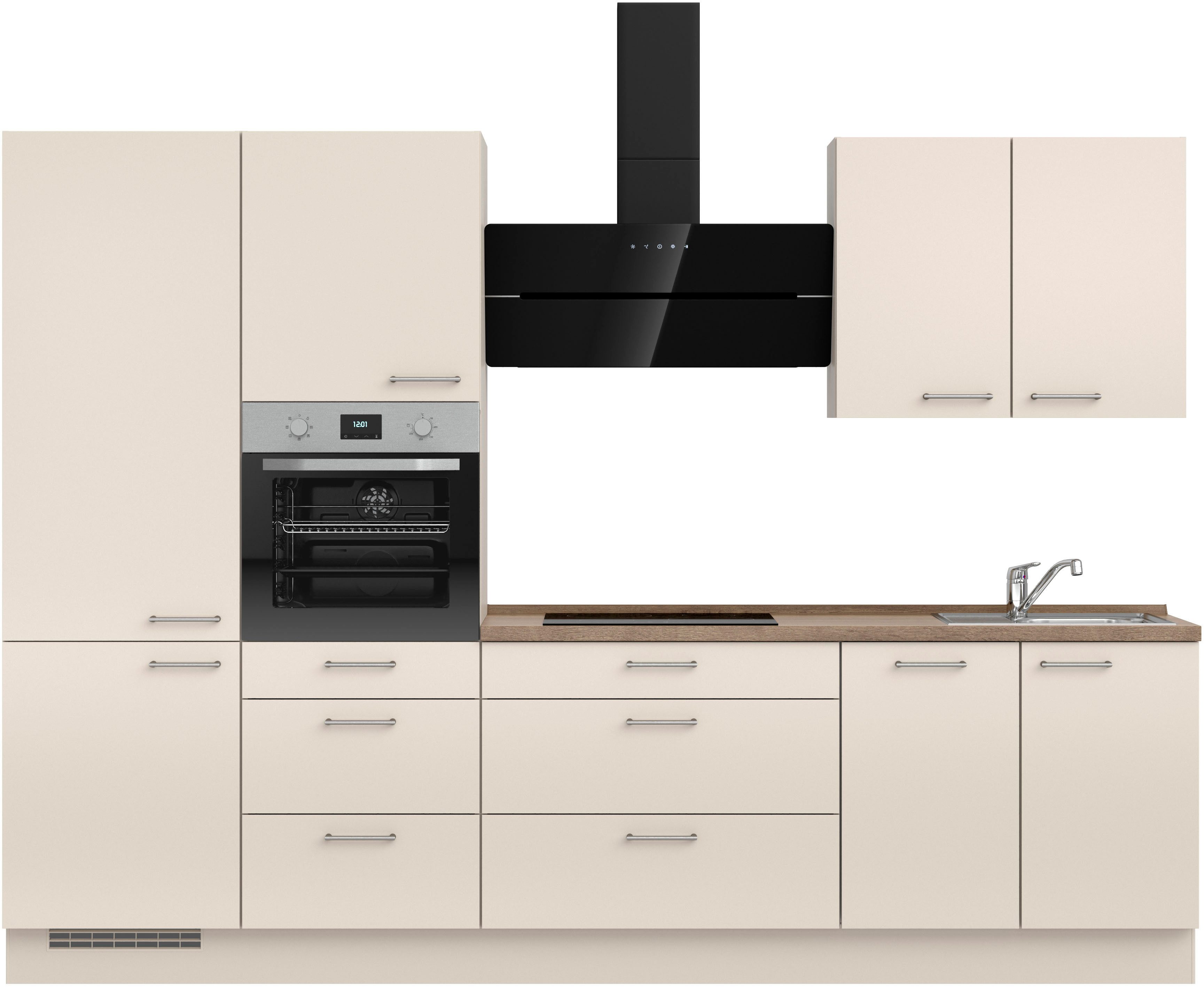 nobilia® Küchenzeile "Laser II", NEU: individuell anpassbar mit gratis Profi-Beratung, vormontiert, 300 cm breit, optional mit verschiedenen E‑Geräte-Sets