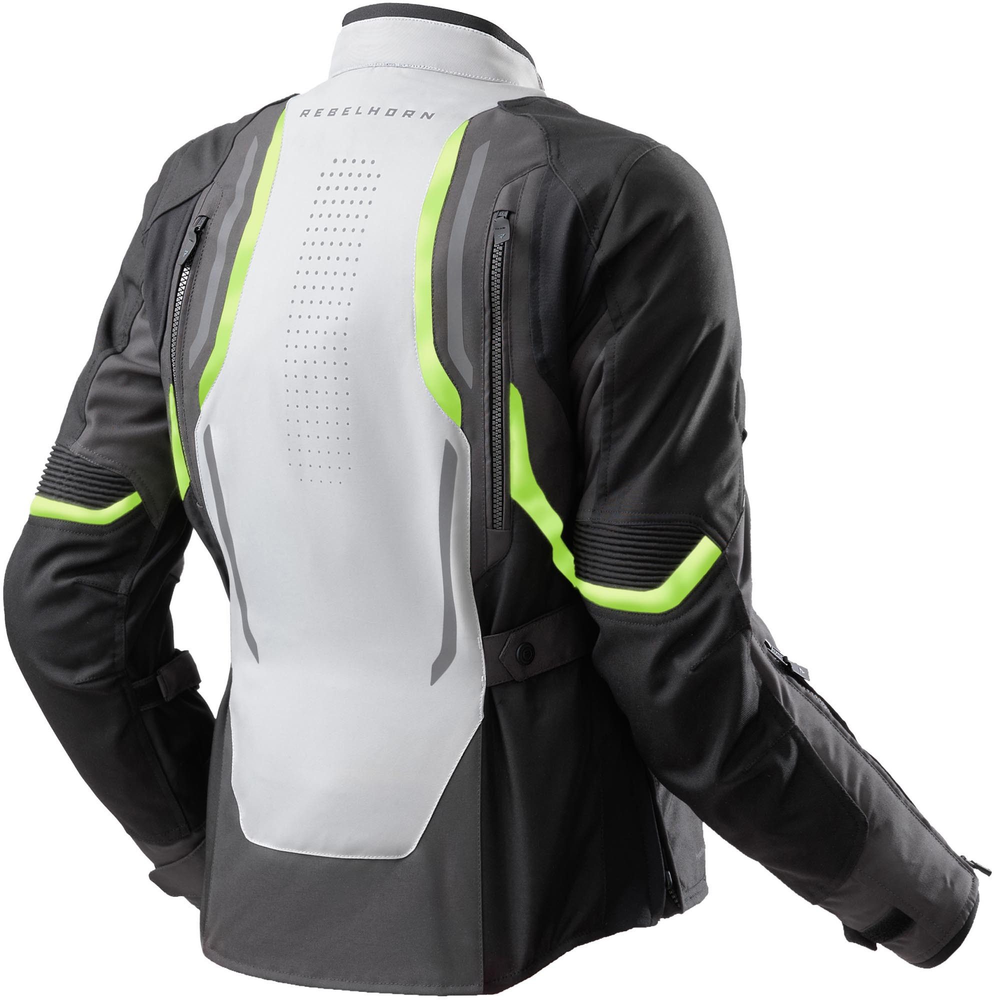 Rebelhorn Motorradjacke Hiker 4 wasserdichte Damen Motorrad Textiljacke Rückenprotektor enthalten,Verbindungsreißverschluss,Ellenbogenpro