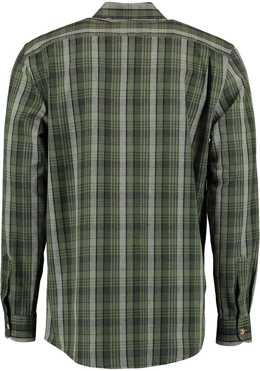OS-Trachten Outdoorhemd Asoto Langarm Jagdhemd der auf mit Wildsau-Stickerei Brusttasche