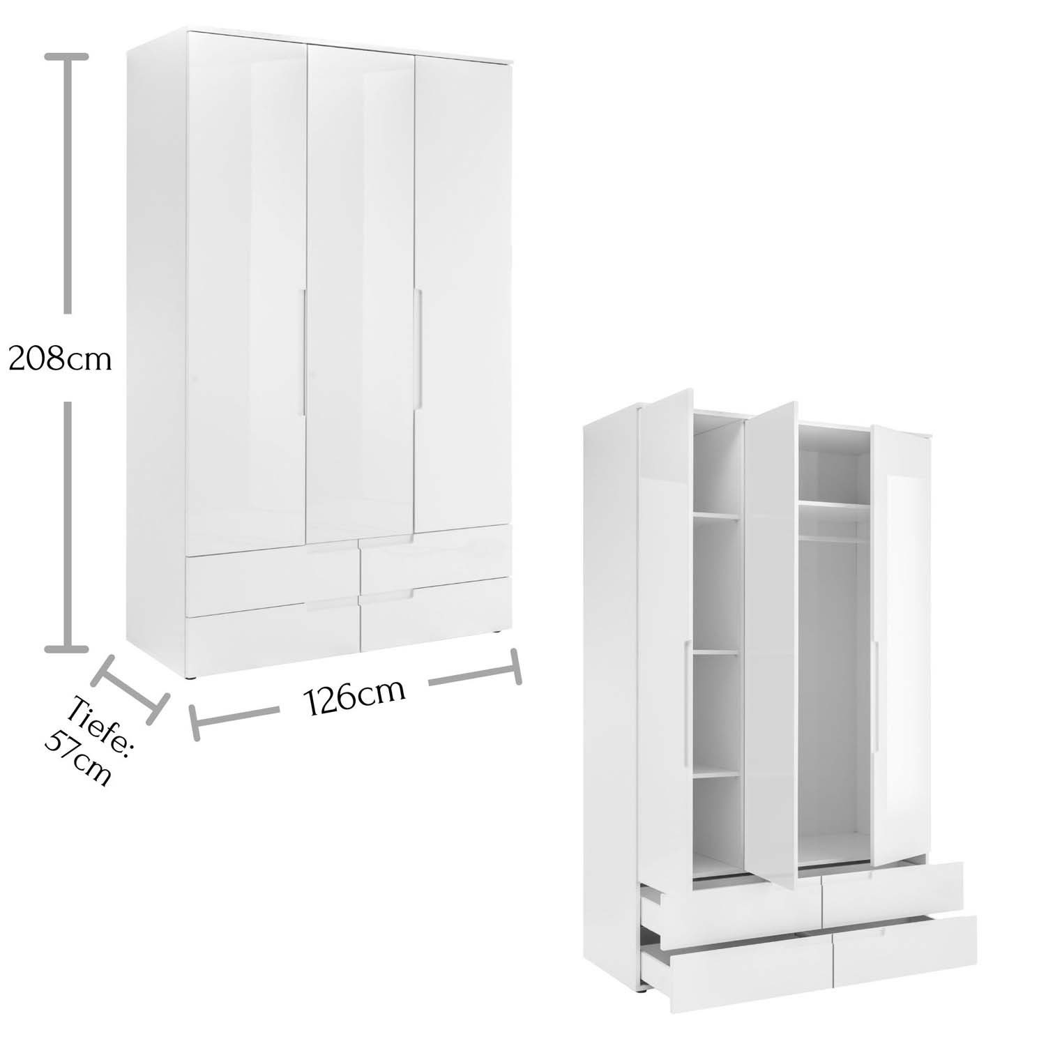 Pol-Power Kleiderschrank 126 x 208 x 57 cm (B/H/T)