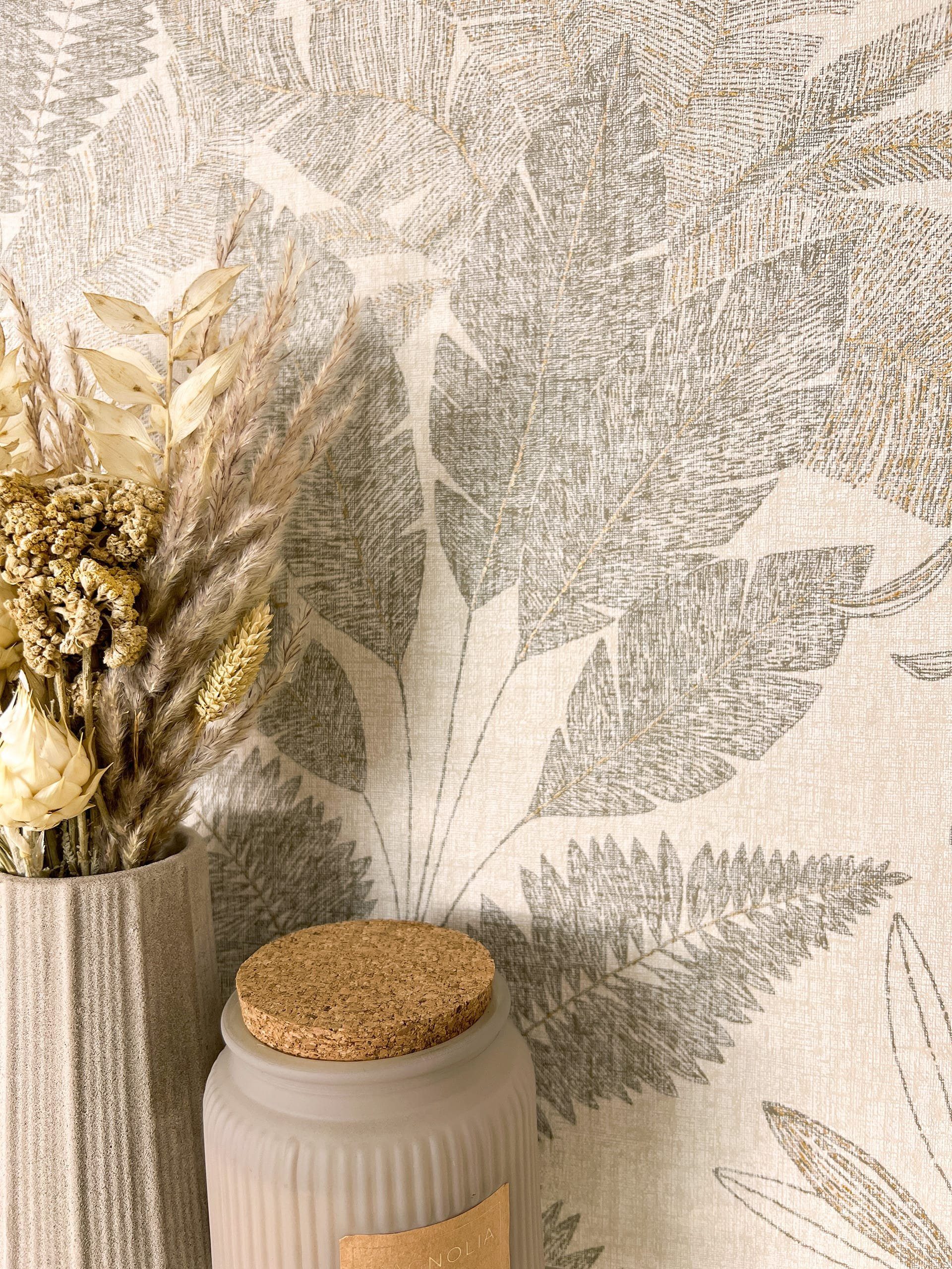 Newroom Vliestapete, Beige Tapete Modern Dschungel günstig online kaufen
