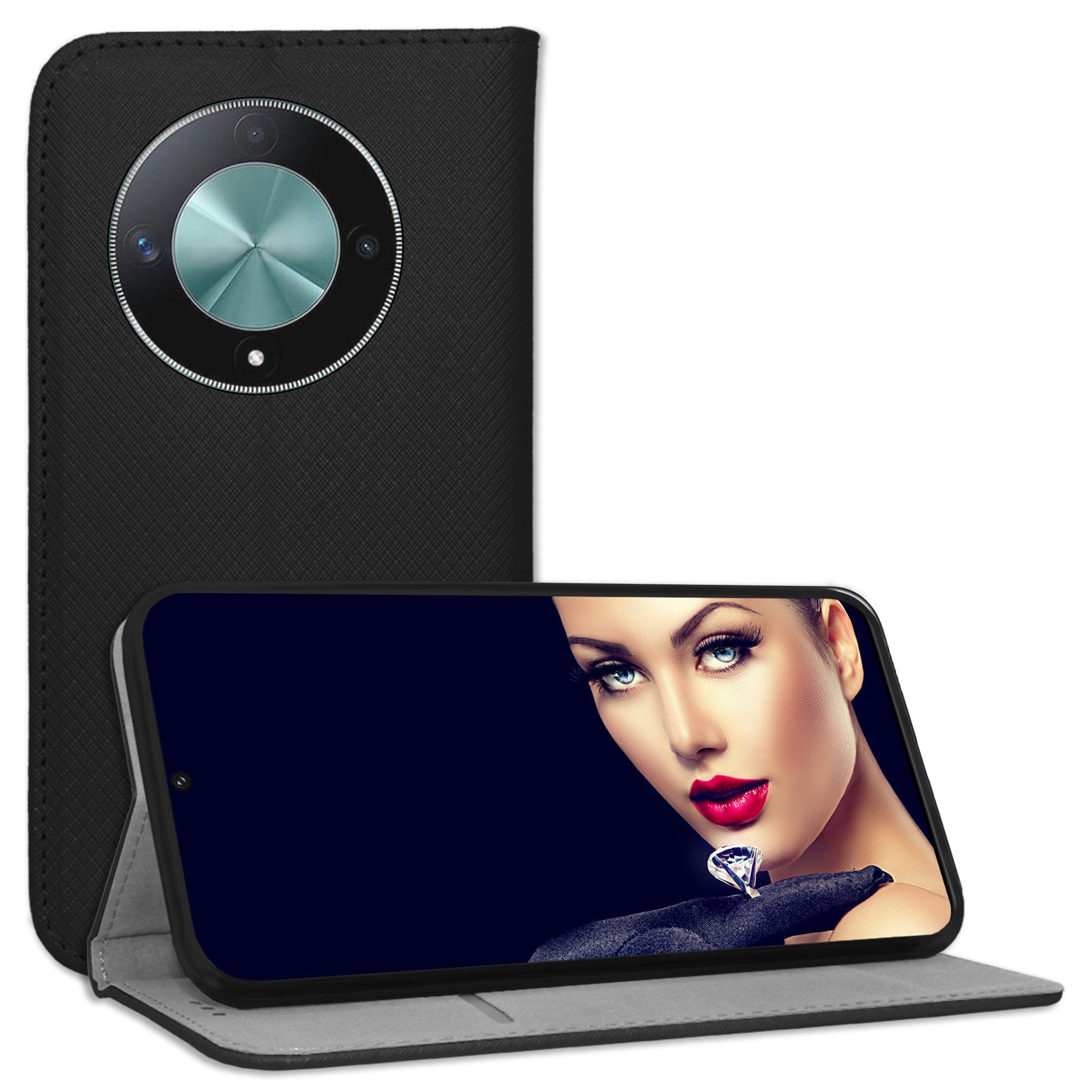 mtb more energy Smartphone-Hülle Smart Magnet für Honor Magic6 Lite / X50 5G, Schwarz, Bookstyle Klapphülle Cover Wallet Case aus Kunstleder