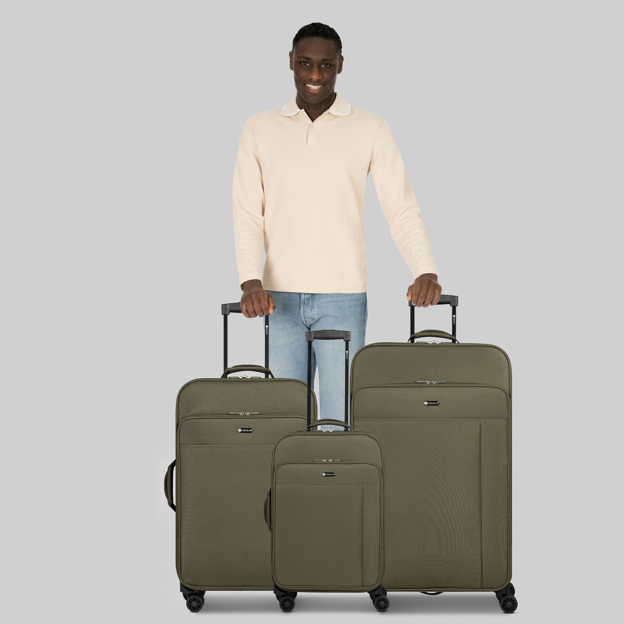 CHECK.IN® Trolleyset Sevilla 2.0, 4 Rollen, (3-teilig, 3 tlg), Polyester
