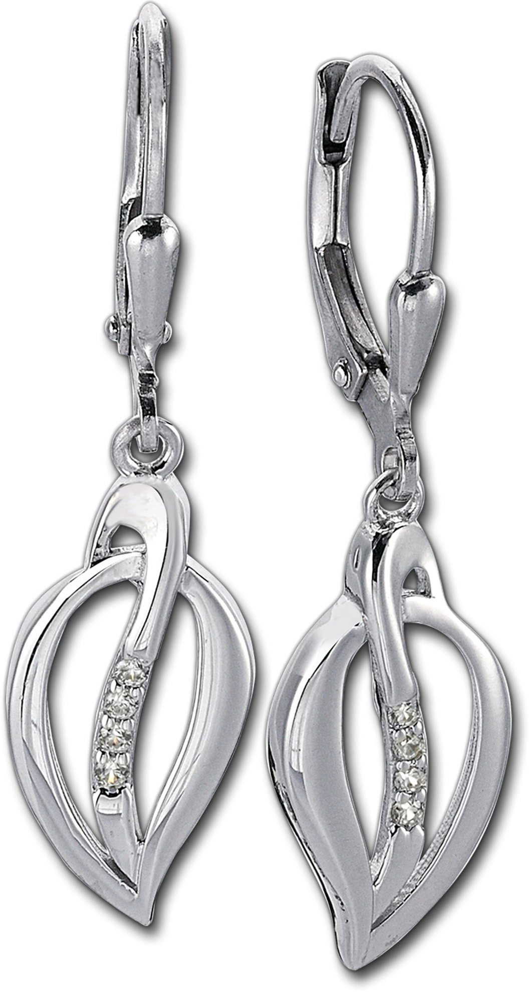 Balia Paar Ohrhänger Balia Damen Ohrringe poliert 925er (Ohrhänger), Damen Ohrhänger Blatt aus 925 Sterling Silber, Länge ca. 3,5cm