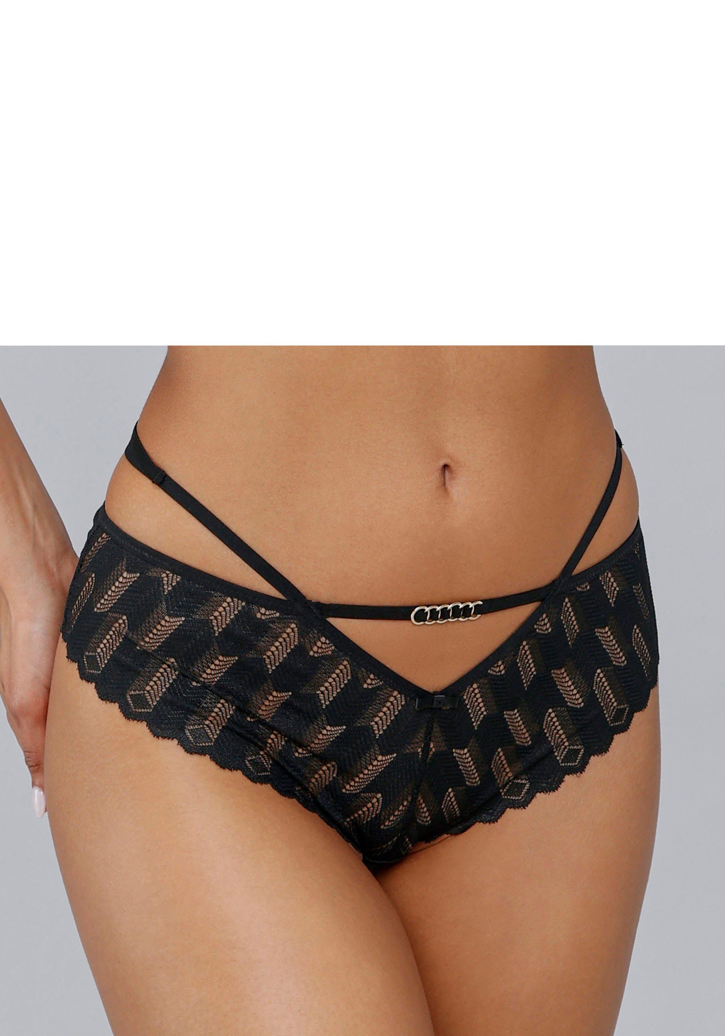 LASCANA Panty mit hübscher Bänder-Optik schwarz | Klassische Panties
