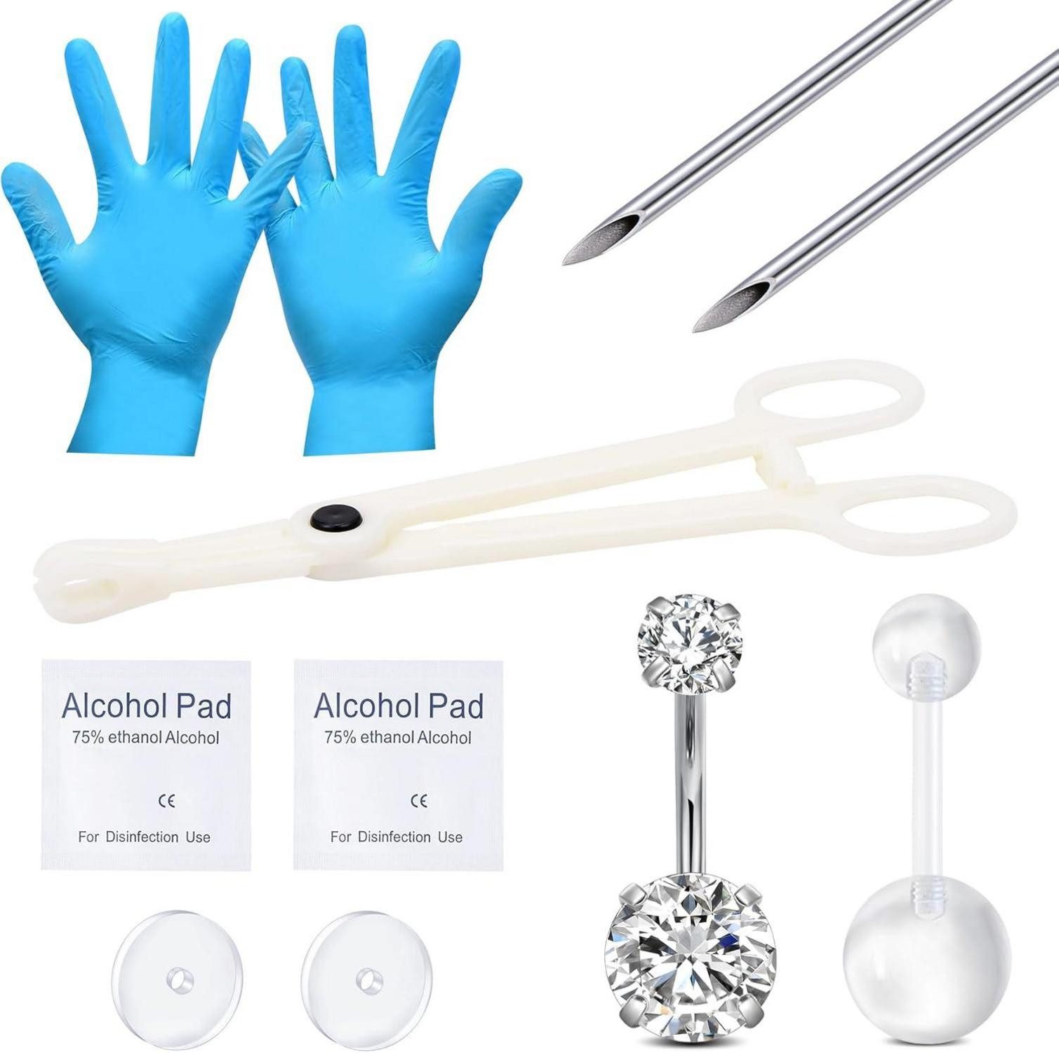 MODRSA Bauchnabelpiercing-Set Bauchnabelpiercing Kit 14G Chirurgenstahl Körperpiercing Toolset