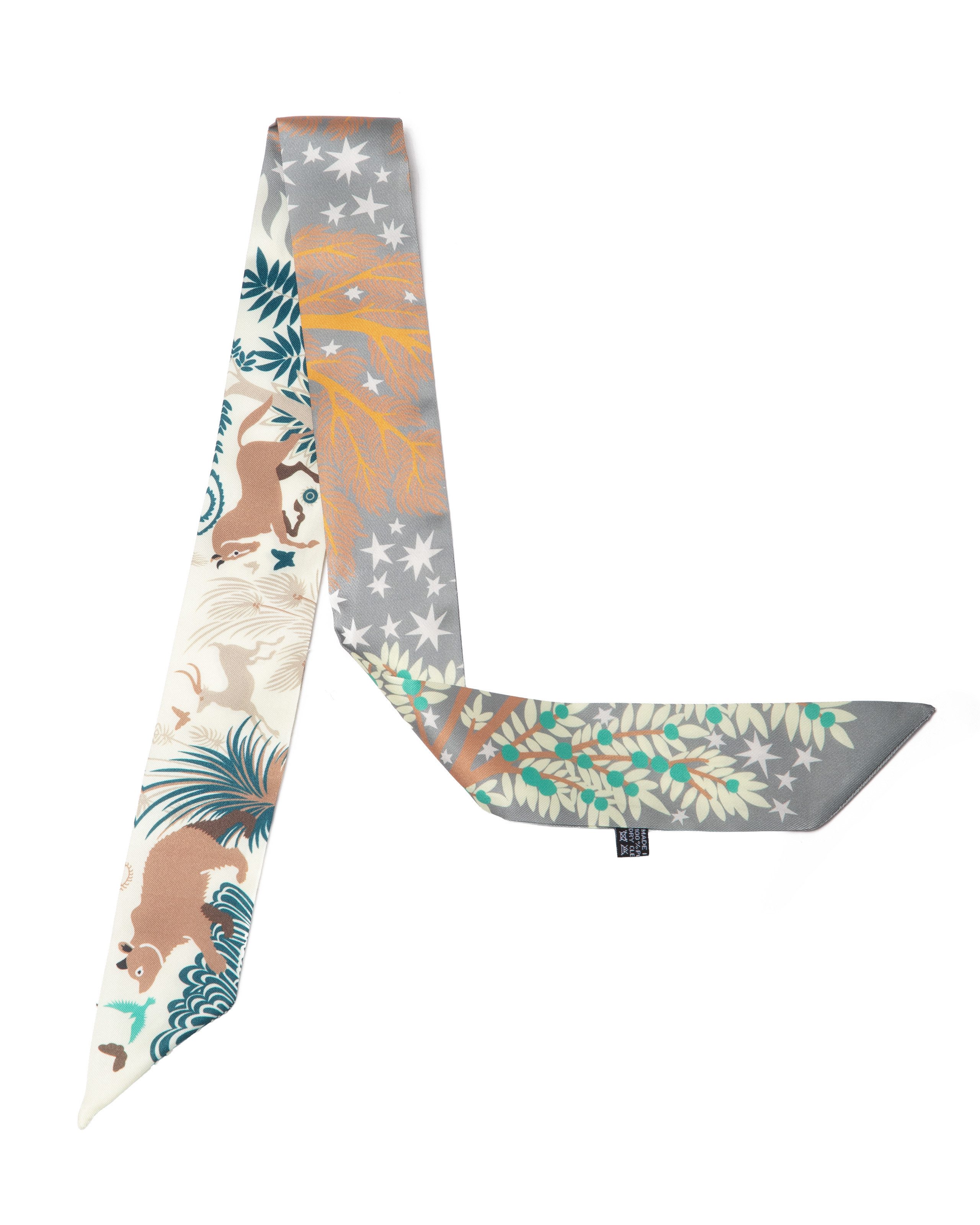 MayTree Seidentuch Bandeau schmal beidseitig, Garten Eden 5 x 88 cm taupe, (Stück), 100% Polyester