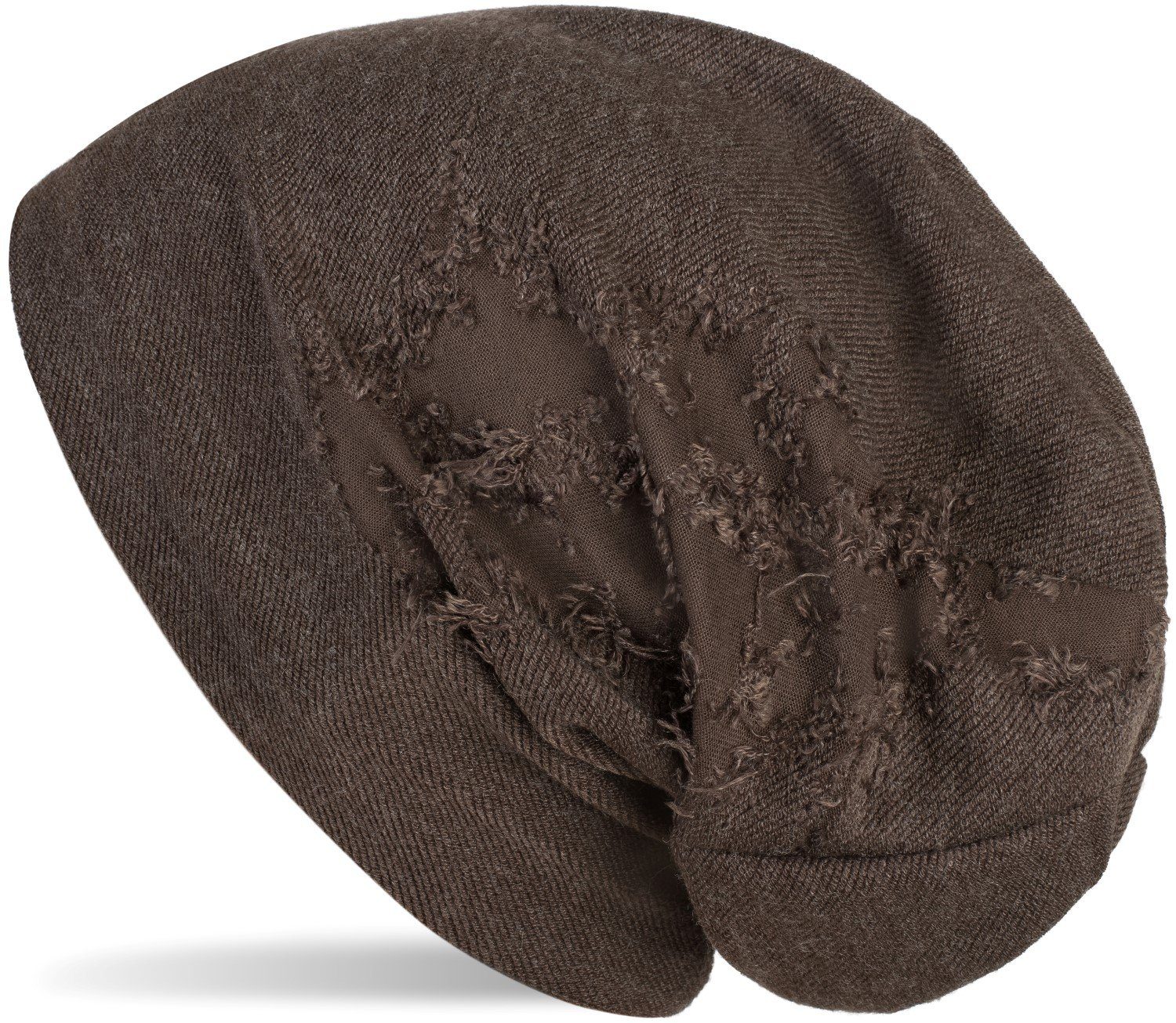 (1-St) styleBREAKER Braun Destroyed Beanie Beanie Look Mütze