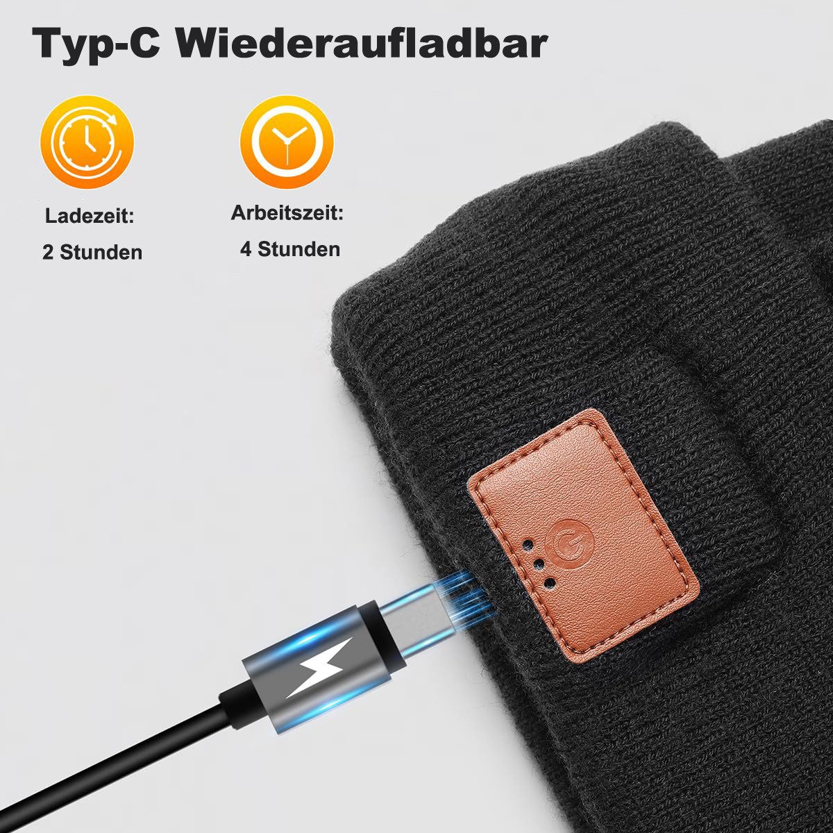Minicloss Beanie LED-Strickmütze Wiederaufladbar USB (1-St) Warme Beanie mit Licht für Damen & Herren – Bild 5 von 5